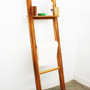 Haussmann® Teak Towel Ladder 18 x 64 in H with Adjustable Shelf